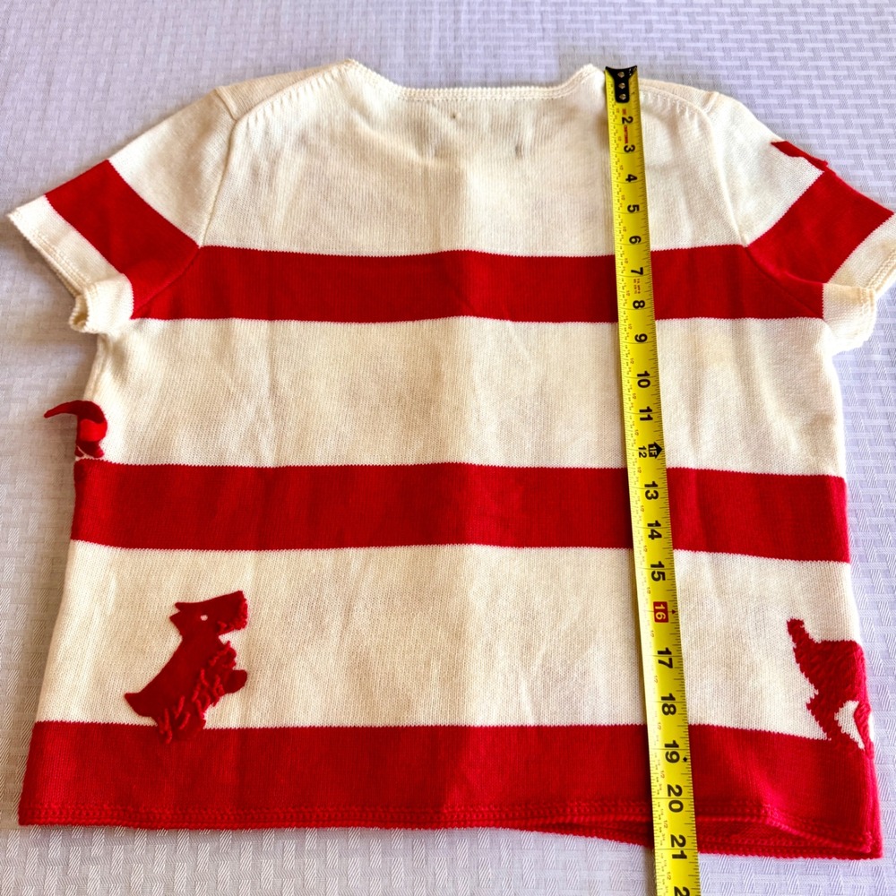 Michael Simon New York Rare Sample Dog Applique Art to Wear Cardigan Red White - Picture 15 of 16